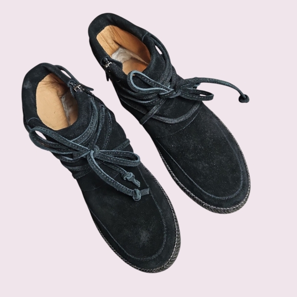 UGG Women's Reid Moc Black Suede Ankle Boots - Picture 2 of 5